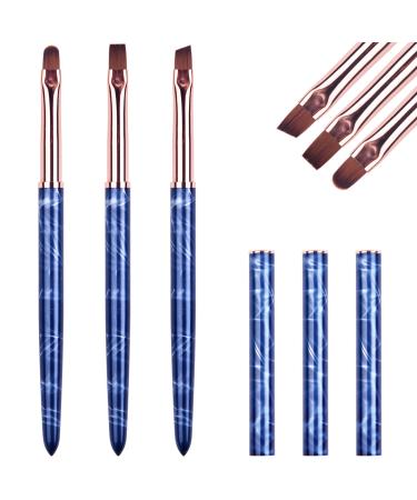 Ycyan 3Pcs Oval & Flat & Angled UV Gel Nail Brush Set  Professional Nail Art Design Brushes for Polygel UV Builder Gel Nails Extension