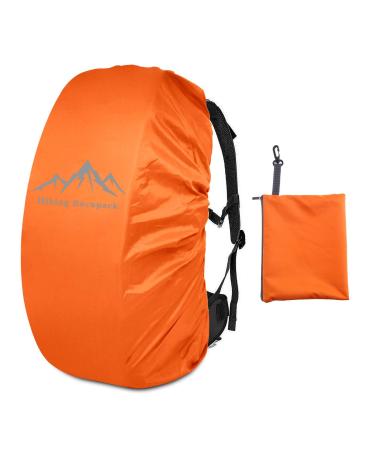 SING F LTD Safe Backpack Rain Cover 35L Reflective Cross Buckle Straps Waterproof Bag Cover with Storage Bag Outdoor Camping Travel Rainproof Orange
