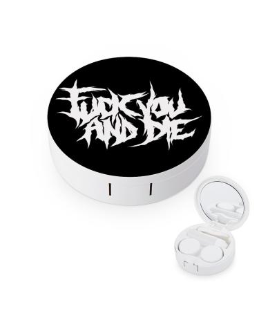 Fuck You and Die Contact Lens Case Travel Portable Travel Contact Lens Box with Mirror