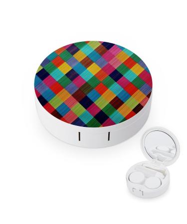 Contact Lens Case Colorful Plaid Portable Travel Contact Lens Box Contact Lens Storage Box