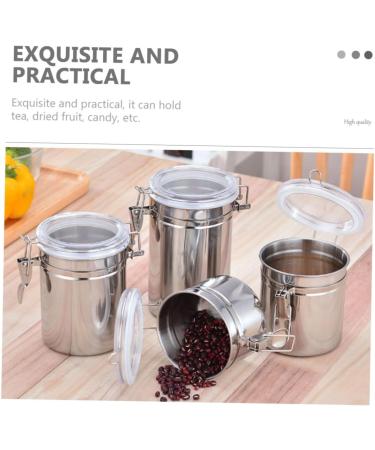 Zerodeko 4pcs Stainless Steel Freshness Container with Lid Metal Container Kitchen Pantry Organizer Travel Nuts Container Coffee Container Tea Bottle Food Container Household Storage Bottle - Buy Online on GoSupps.com