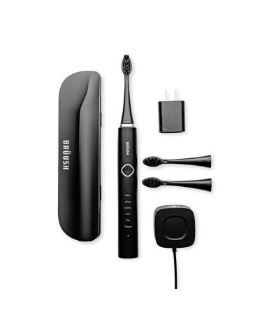 BRUUSH Electric Toothbrushes Premium- Electric Toothbrush: 3 Replacement Heads, Travel Toothbrushes, Electric Toothbrush for Adults, Travel Toothbrush Kit, Kids Toothbrushes, Travel Toothbrush Holder Black