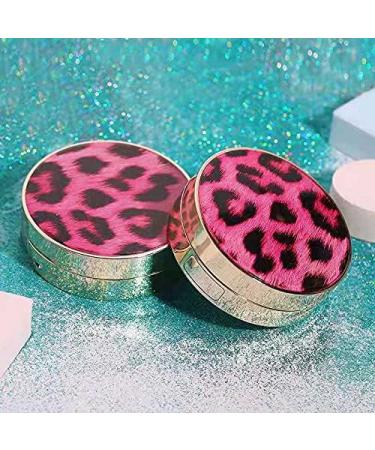 Pink Leopard Print Contact Lens Case Portable Contact Lens Case Contact Lens Case Set with Mirror Tweezers Wearing Stick Suitable for Daily Travel and Contact Lens Storage (Round) - Buy Online on GoSupps.com
