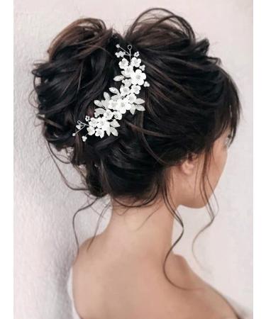 Brishow Silver Flower Bridal Hair Vine - Wedding Hair Accessories for Women and Girls - Buy Online on GoSupps.com