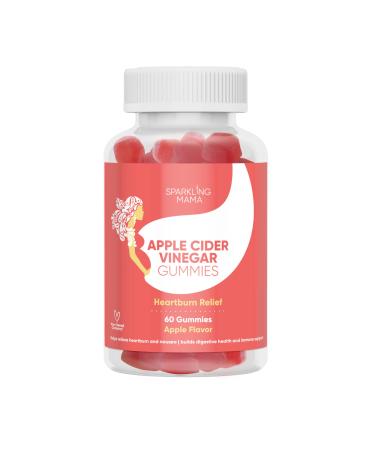 Sparkling Mama Apple Cider Vinegar Gummies | Delicious Apple Flavor (Heartburn Relief + Digestion Aid Morning Sickness Immune Support Leg Cramps) 60 Gummies