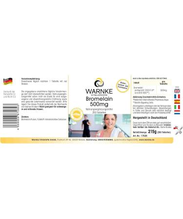 Bromelain 500mg - Natural Vegan Pineapple Enzyme - High Dose 250 Tablets | Warnke Vital Substances - German Pharmacy Quality - Buy Online on GoSupps.com
