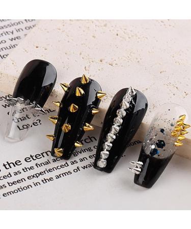 Mini Metal Rivet Punk Nail Charms - Gold & Silver Cone Spikes Glittering Stones & Rhinestones | Unique Nail Art Accessories for Street Style - Buy Online on GoSupps.com