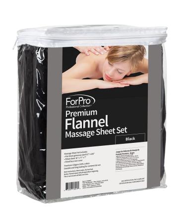 ForPro Premium Flannel Massage Sheet Set - 3-Piece Black Set for Tables & Face Rest - Buy Online on GoSupps.com