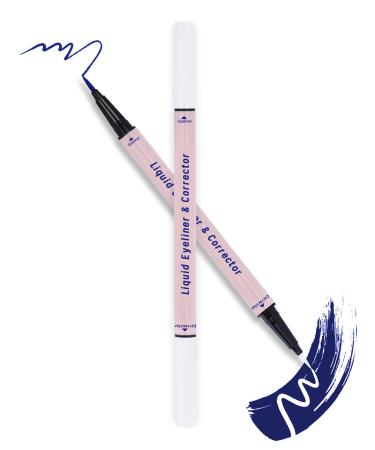 Blue Liquid Eyeliner with Eye Makeup Remover Eraser Dual-Ended Pen Waterproof Smudge Proof Long Lasting Quick Drying Eye Liner Ultra-Fine Brush Head Colored Eyeliner Pencil Easy for Beginners-03 03 Blue