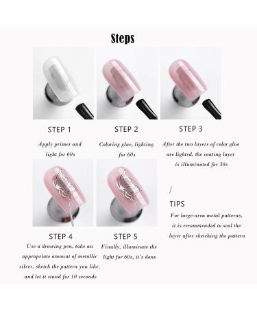 Mirror Silver Metallic Nail Polish Painting Drawing Gel Polish Nail Art Reflective High Shine Nail Polish Soak Off UV/LED 3D Metal Glitter Longlasting Brightness For DIY Art Gel for Nail Art Salon 8ml - Buy Online on GoSupps.com