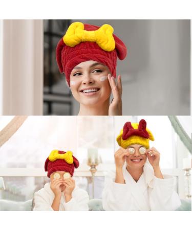 Vogvor Super Absorbent Microfiber Hair Towels - 2 Pack Hair Wraps for Wet Curly Long & Thick Hair (Yellow & Red) - Best for Fast Drying & Comfort - Buy Online on GoSupps.com