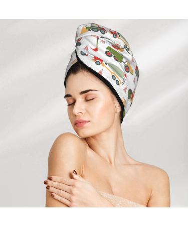 Hair Towel Wrap | Quick-Dry Hair Drying Turban with Button | Stylish Head Towel (Excavator) - International Shipping - Buy Online on GoSupps.com
