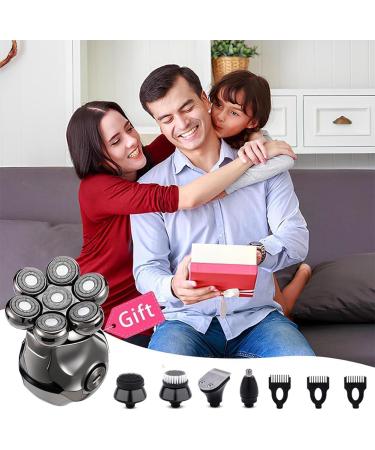 7D Head Electric Razor for Men Multifunctional Bald Head Shaver Grooming Kit Waterproof Type-C USB Rechargeable 6 in 1 Cordless Rotary Shavers with Beard Hair Nose Trimmer Facial Cleansing Brush - Buy Online on GoSupps.com
