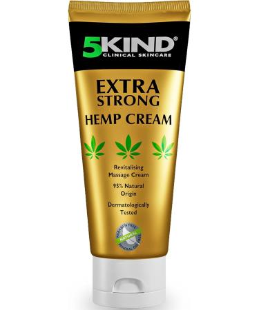 5kind Extra Strong Hemp Cream 100ml - High Strength Hemp Oil Formula - Joint & Muscle, Back Pain, Relief for Sore Muscles, Soothe Feet, Knees, Neck, Shoulders - Rich in Natural Extracts