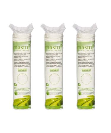 Masmi certified organic cosmetics pads round hypoallergenes not chlorine-free perfume free environmentally friendly healthier choice and ecological choice 3 x 80 pieces