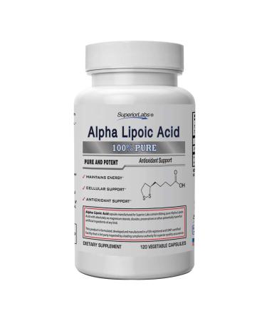 Superior Labs Alpha Lipoic Acid - Pure Non-GMO ALA 600mg (4 Month Supply)120 Servings - Zero Synthetic Additives - Supports Healthy Aging, Nerve health, Tingling Feet, Hands, Limbs & Overall Wellbeing