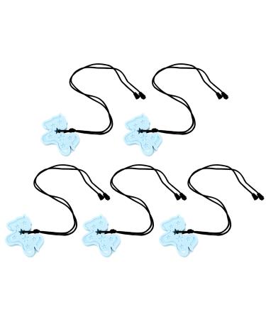 5pcs Sensory Chew Necklace for Boys Girls  Teething Toys Gum Massage Relieve Oral Sensory Silicone Teether Chewy Necklaces Biting for Children(Light Blue)