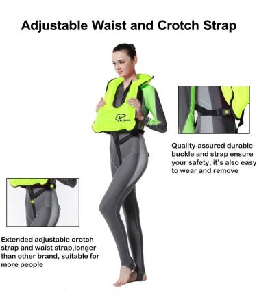 Rrtizan Snorkel Vest - Portable Inflatable Swim Jacket for Adults - Green - Buy Online on GoSupps.com
