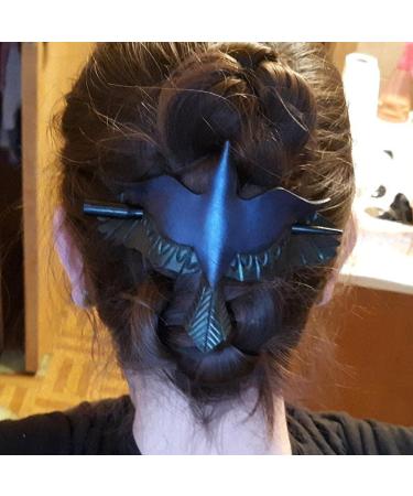 Chiyyak Retro Blue Bird & Green Leaf Hair Clip - Unique Hair Needle Accessory for Women & Girls | Perfect Party & Cosplay Gift - Buy Online on GoSupps.com