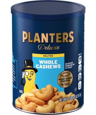 PLANTERS Deluxe Whole Cashews, 1Lb 2.25 oz. Resealable Jar - Wholesome Snack Roasted in Peanut Oil with Sea Salt - Nutrient-Dense Snack & Good Source of Magnesium