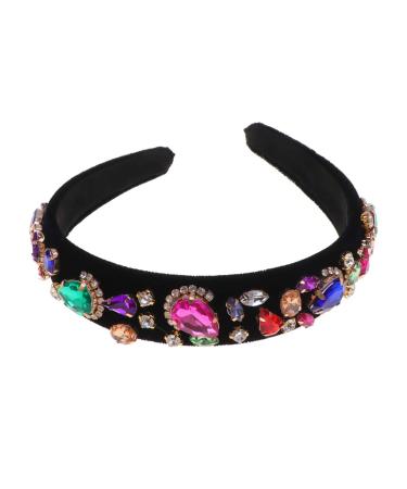 Lurrose Vintage Headband Crystal Diamond Hairband Wide Headband Hair Hoop for Woman Girl