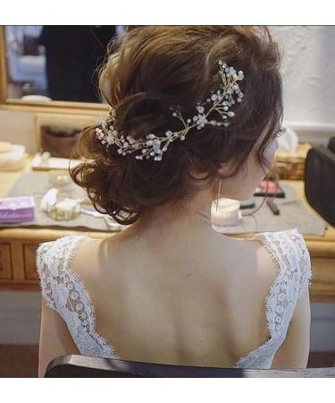 Chargances Wedding Crystal and Pearl Extra Long Hair Vine - Gold Bohemian Bridal Headpiece - Buy Online on GoSupps.com