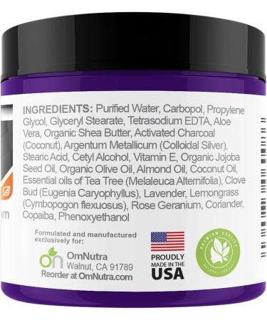 Activated Charcoal Colloidal Silver Cream - 4OZ Organic Moisturizer for Skin Odor Removal Toxin Relief & Athlete's Foot Care - True Nano 500ppm - Buy Online on GoSupps.com