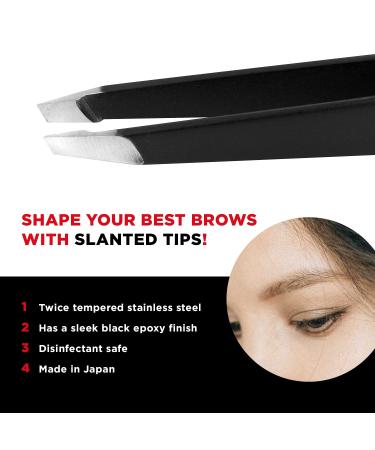 Seki Edge Black Stainless Steel Slant Tweezer (SS-500) - Precision Tweezers for Ingrown Hair, Eyebrows, and Splinters | Professional-Grade Tool - Buy Online on GoSupps.com