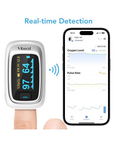 Buy Portable Bluetooth Pulse Oximeter with Offline Memory - POD-1W | Accurate SPO2 Pulse Frequency & PI Measurement - Buy Online on GoSupps.com