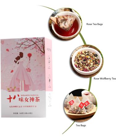 Pwshymi 160g 18 Flavor Goddess Tea 8 Treasures Tea Rose Black Wolfberry Chrysanthemum Honeysuckle Teabag Healthy Beauty Drink Tea - Buy Online on GoSupps.com
