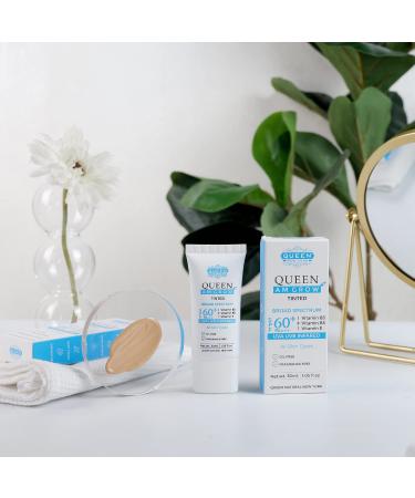 QUEEN AM GLOW Tinted Sunscreen SPF 60 PA+++ Primer Anti-Aging Moisturizer by Queen Natural New York - Buy Online on GoSupps.com