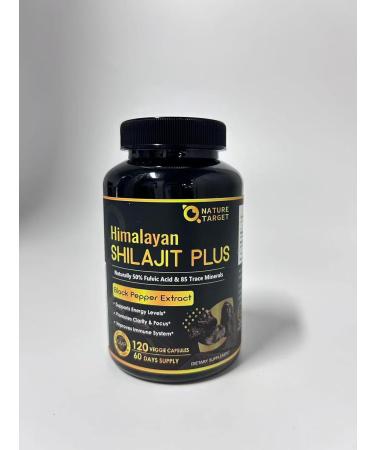 NATURE TARGET Shilajit | Shilajit for Men & Women | Fulvic Acid & Trace Minerals | 500mg Maximum Potency Better Than Shilajit Resin | 120 Capsules 120 Count (Pack of 1) - Buy Online on GoSupps.com