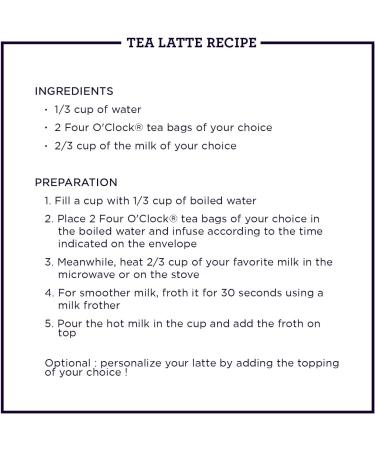 Four O'Clock Latte Variety Pack Non-Gmo Kosher Gluten-Free 6 Pack of 16 Teabags Each - Buy Online on GoSupps.com