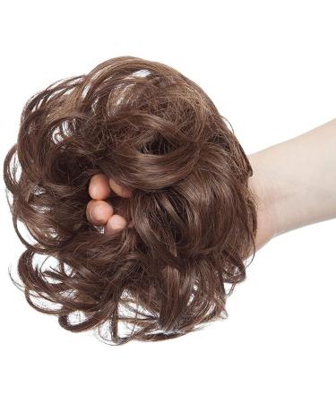 Messy Hair Scrunchies Bun Extensions Curly Wavy Updo Ponytail Chignons - Dark Brown mix Light Auburn - Buy Online on GoSupps.com