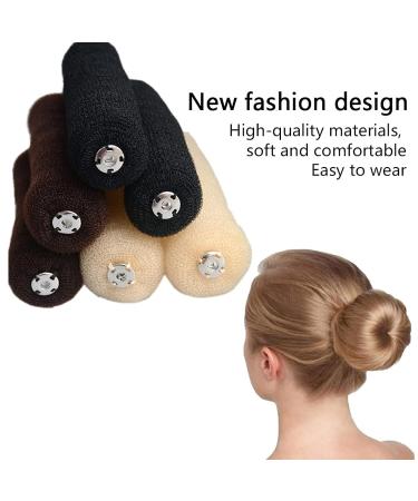3 Pcs Magic Hair Roll Tool Set - DIY Foam Ring Shaper Snap, Bun Donut Hair Accessories for Women - Long Buckle Nylon Styling Tool in Brown - Buy Online on GoSupps.com