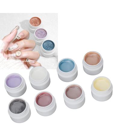 Solid Gel Nail Polish Palette Solid Nail Gel Polish Cream Nail Polish 8 Colors Pearly Shell Grain Nail Art Polish Cream Glitter Gel Polish for Salon and Nail Art DIY At Home - Buy Online on GoSupps.com