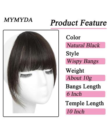 Buy Clip-in Bangs - 100% Real Human Hair Extensions | Wispy Bangs for Women | Natural Black Fringe Hairpieces - Buy Online on GoSupps.com