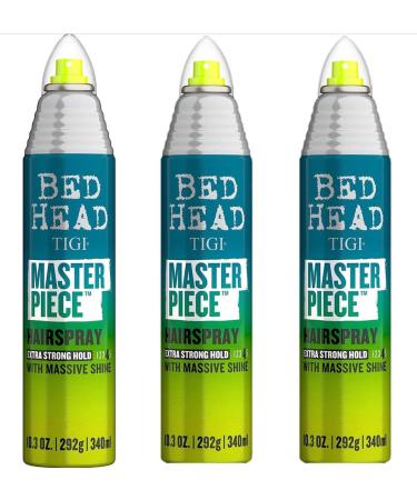 TIGI Bed Head Masterpiece Shiny Hairspray with Strong Hold - For All Hair Types - Extra Strong Hold & Shiny Finish - Use on Dry Hair - Premium Hair Care Products for Women & Men - 10.3 oz (3 Pack) Tropical 10.3 Ounce (Pack of 3)