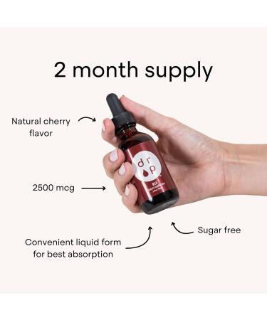 Vitamin B12 2500 mcg 2 oz Liquid Drops for Energy Production, Nervous System Health - No Artificial Preservatives, Non-GMO, Gluten Free, Vegan-Friendly - Buy Online on GoSupps.com