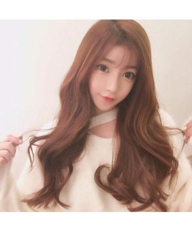 European and American fashion cross border wig female long curly air bangs grandma ash explosion headgearLight Brown light pink