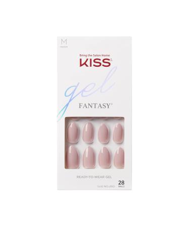 KISS KISS Fantasy Nail Gel Ready to Wear Rock Candy Style - Kit of 24 Mega Adhesive Tabs Pink Glue Manicure Stick Mini File and False Nails