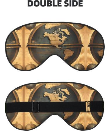 Ancient World Globe Print Sleep Mask - Unisex Double-Sided Eye Mask for Sound Sleep & Skin Care - Black - Buy Online on GoSupps.com