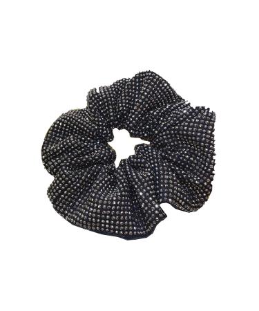 Rhinestone Hair Scrunchie Embellished Elastics Hair Ties Bands Hair Ropes Bobbles Crystal Ponytail Holders Accessory for Womens Black