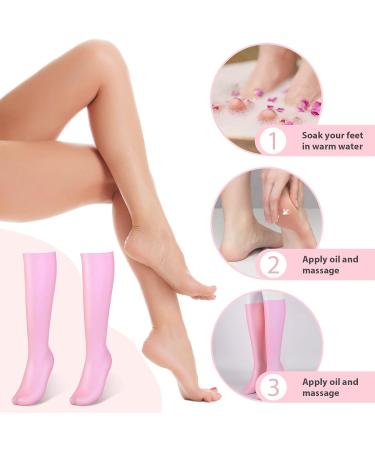Kexpery Anti Cracking Foot Exfoliating Stockings Soft Pedicure Socks Comfortable Silicone Long Moisturizing Socks for Dry Cracked Feet (Pink) - Buy Online on GoSupps.com