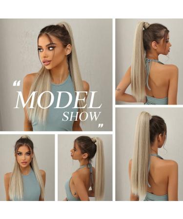 Obei 24-Inch Ash Blonde Mixed Long Straight Synthetic Ponytail Extension with Velcro Fastener - Natural Look for Women - Buy Online on GoSupps.com