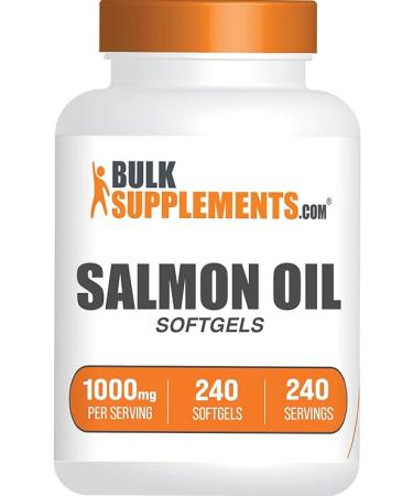 BULKSUPPLEMENTS.COM Salmon Oil Softgels - Wild Alaskan Salmon Oil, 1000mg Salmon Oil Capsules, Gluten Free, 1 Softgel per Serving, 240 Softgels