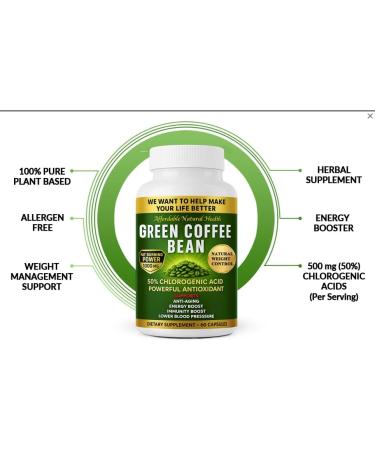 Green Coffee Bean Extract 100% Pure Green Coffee Bean Capsules 50% Chlorogenic Acid 1000 mg Strength 180 Capsules 6 Month Supply Non-GMO and Gluten Free Traditional Herbal Supplement - Buy Online on GoSupps.com