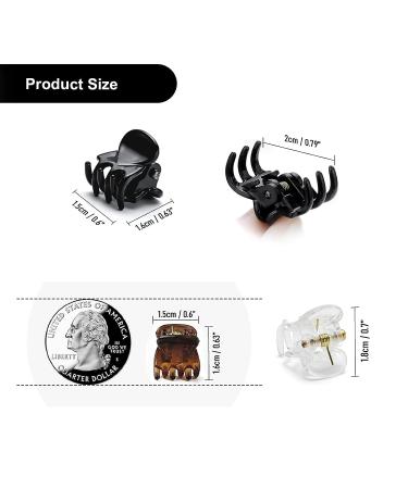48pcs Mini Hair Claw Clips for Women Girls - Small Plastic Jaw Clamps in Black/Brown/Clear with Storage Box - Buy Online on GoSupps.com