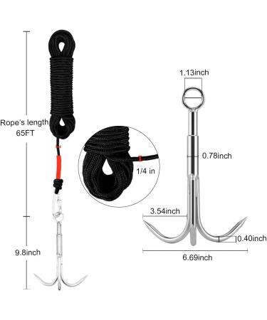MHDMAG Grappling Hook  Anchor Hook Carabiner Climbing with 3-Claw Stainless Steel Hooks for Anchor Retrieving  Outdoor Hiking  Tree Limb Removal Big Grappling Hook Grappling Hook With Rope - Buy Online on GoSupps.com