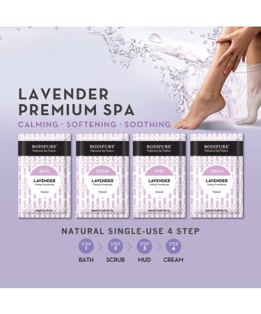 BODIPURE Professional Salon & At-Home Premium 4 Step Lavender Spa Kit Skin Soothing and Moisturizing Pedicure Treatment consists of Bath Scrub Mud & Cream 24 Packs - Buy Online on GoSupps.com